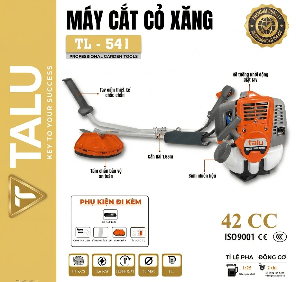 Máy cắt cỏ 2 thì Talu TL541 xăng pha nhớt 1:25 chính hãng tại TAN LUA