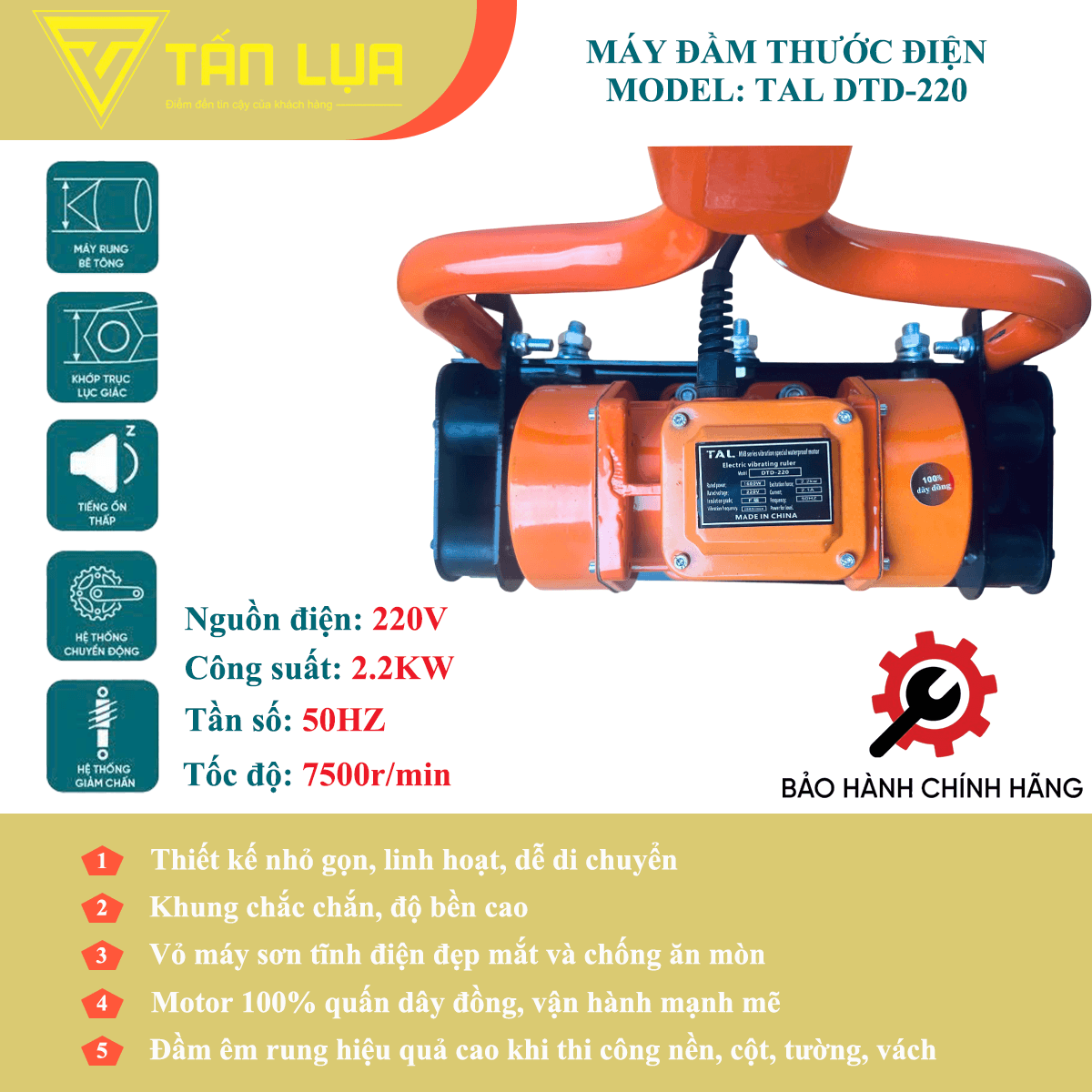 Máy đầm thước điện 220V TAL DTD-220 không thước - Góc nhìn 4