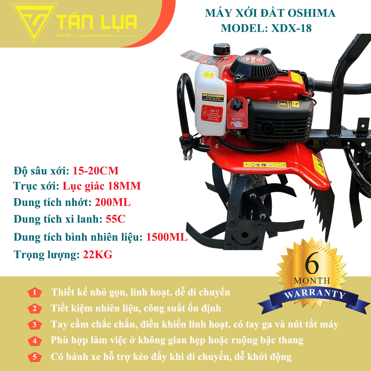 MÁY XỚI ĐẤT OSHIMA XDX-18 – GIẢI PHÁP LÀM ĐẤT NHỎ GỌN, HIỆU QUẢ CAO - Góc nhìn 5
